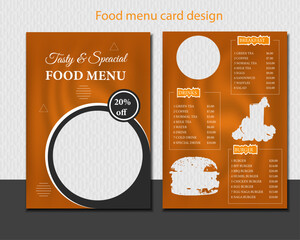 Restaurant food menu card design, creative food menu card design. modern food menu card design.