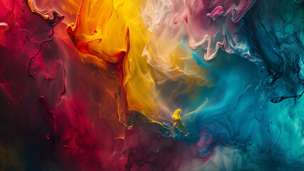 Abstract Artistry: Multicolored Paint in Soft Focus - obrazy, fototapety, plakaty