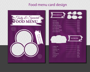 Restaurant food menu card design, creative food menu card design.