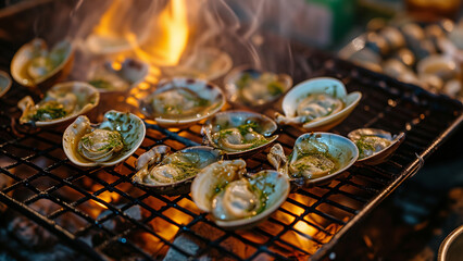 Savoring Grilled Clams: A Night Beach Delight