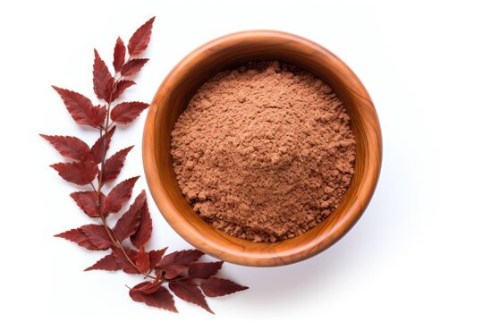 Sumac in bowl isolated on white background top view
