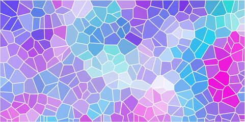 Abstract colorful Broken Stained-Glass Background. white stoke colors stone tile pattern. abstract mosaic polygonal and tiles wallpaper background. purple and light Broken Voronoi diagram background