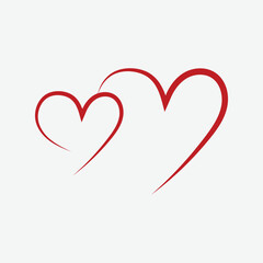 line art Line Drawing. Valentine's day concept. Hearts Couple Trendy Minimalist Illustration. Love Minimalist Contour Art. Vector illustration