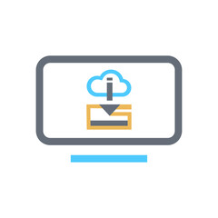 Cloud data server icon vector. Save to folder and download. Technology vector illustration. Computer sign