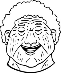 cute cartoon happy senior face drawing.