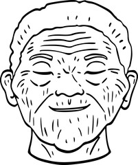 cute cartoon happy senior face drawing.