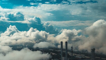 High nature view large white clouds on soft sky background in the morning