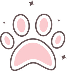 Cat or dog pink paw icon isolated on transparent background.  - obrazy, fototapety, plakaty