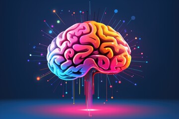 3D Vector illustration human brain and mind tree organic growth of intelligence mind. Cartoon concept art anatomy. Creative design of thought, anatomy. Medical icon neurology intelligence patterns.