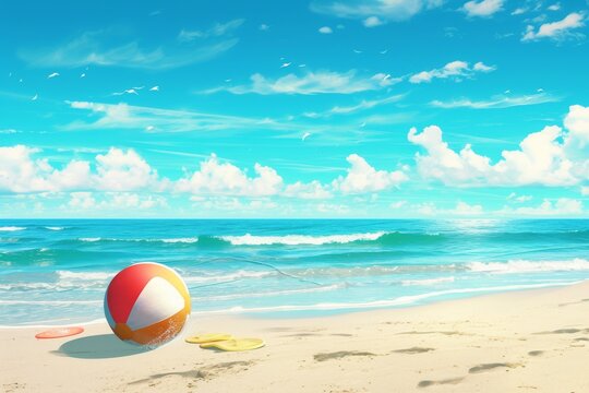serene and beautiful beach scene under a bright blue sky