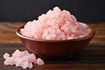 Fototapeta na wymiar Himalayan sea salt in pink both coarse and fine