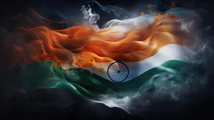 Foto op Canvas Dark background, Indian National Flag design. Generative ai © LFK