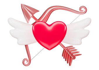 Valentine 3D icon image Ideal for digital greetings, this 3D image conveys affection with elegance and adds a touch of celebration isolated on a white background. Clipping path.