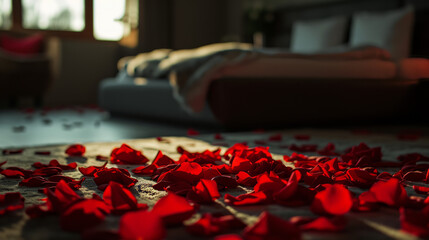 Rose Petals on Bedroom Floor