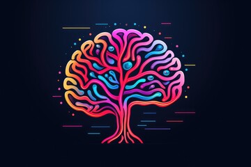 3D brain flat icon vector space illustration, cognitive science, educational psychology, cognitive neuroscience learning, colorful brain system, neurogenesis, thinking brain, nuclear medicine