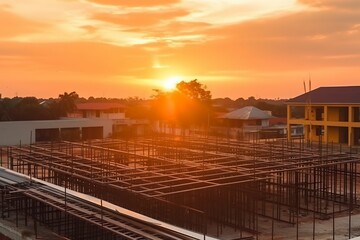 Obraz premium construction site in the evening