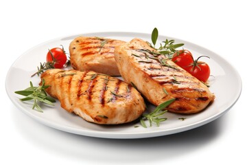 Grilled chicken fillet isolated on a white background