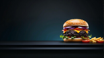 Create a beautiful burger menu background black gradient. - obrazy, fototapety, plakaty