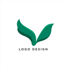 abstract green leaf logo