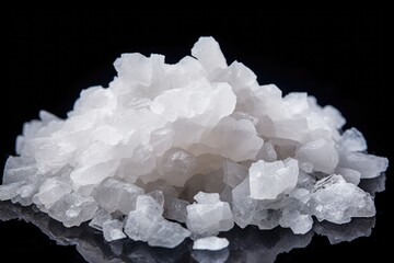 Macro salt crystals isolated on black background