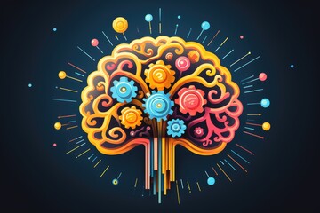 3D brain icon vector space illustration, cognitive science, educational psychology, cognitive neuroscience learning, colorful brain system, neurogenesis, thinking brain, nuclear medicine, memory