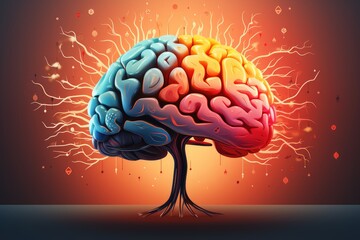3D brain icon vector space illustration, cognitive science, educational psychology, cognitive neuroscience learning, colorful brain system, neurogenesis, thinking brain, nuclear medicine, memory