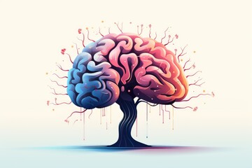 3D brain icon vector space illustration, cognitive science, educational psychology, cognitive neuroscience learning, colorful brain system, neurogenesis, thinking brain, nuclear medicine, memory - obrazy, fototapety, plakaty