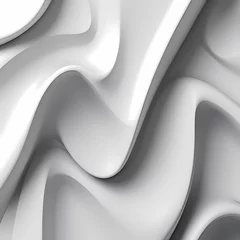 Fotobehang smooth white wallpaper with swirls, abstract background with waves, wallpaper with protruding circular elements, 3d white backdrop flowing in motion, © officina