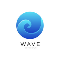 Vector Blue Wave illustration in the circle for Logo Design
