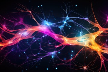 Fototapeta premium Brain Axon Neuronal Network, Metacognition amid neural symphony. Neuropsychiatric disorder, Network Topology fosters Imaginative Synapses and Creative Neuroharmony, educational odyssey Problem Solving