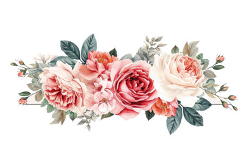 Chic Floral Banner Isolated on Transparent Background