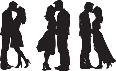 Couple loving people silhouette on white background 