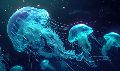 jellyfish in the water, Generative AI