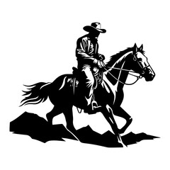 Fototapeta premium Cowboy in a hat riding a horse. Vector illustration for printing and cutting vinyl.