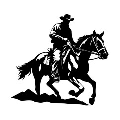 Cowboy in a hat riding a horse. Vector illustration for printing and cutting vinyl.
