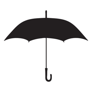 Black umbrella silhouette isolated on white