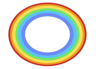 Rainbow oval doodle weather illustration with blue red purple yellow orange and green colors that can be use for social media, sticker, wallpaper, e.t.c