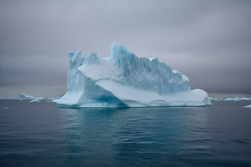 Iceberg melting in Greenland threatens life; Clear sea offers underwater view. Generative AI