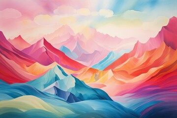 An unsettling mountain with vibrant colors, intense shades, and warped shapes, creating a feeling of unease and dread. Generative AI