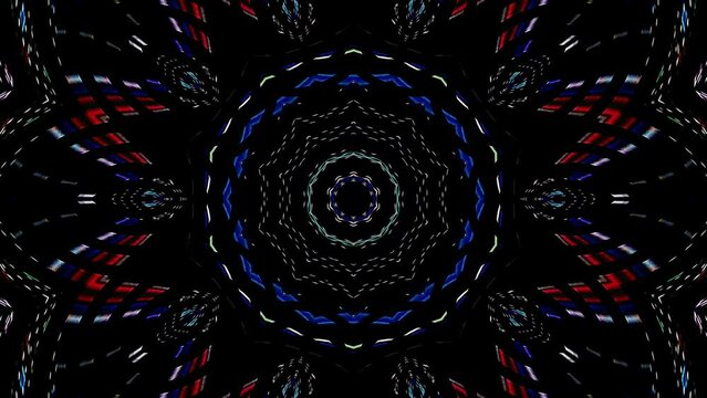 abstract lines colorful dots light shining round shape in center, black background	