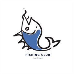 Vector Blue fish logo on a white background