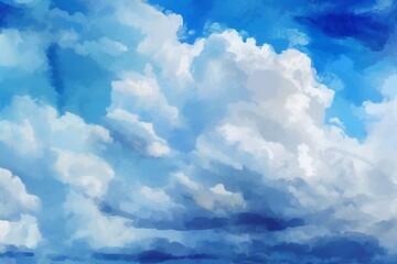 A watercolor-style, impressionist painting of clouds and the sky. Generative AI