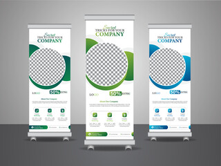 Modern stylish ellipse shapes use, A creative roll up banner template
