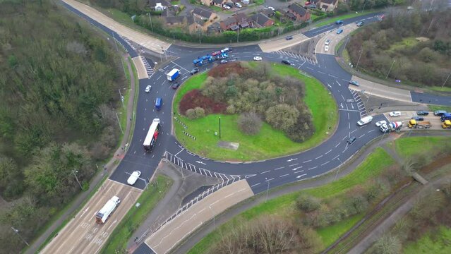 High Angle Footage of Kettering Town of England