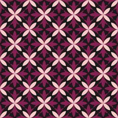 Seamless pattern with burgundy and pink abstract flowers