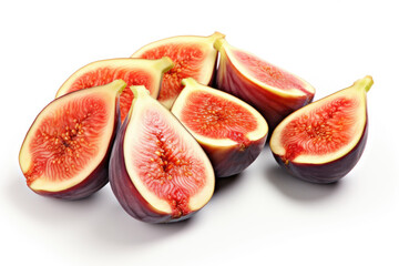 Fig fruit cut in half, isolated white background