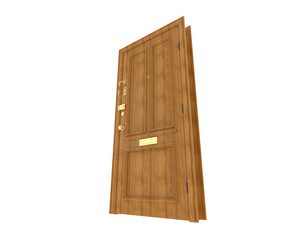 Front door isolated on background. 3d rendering - illustration