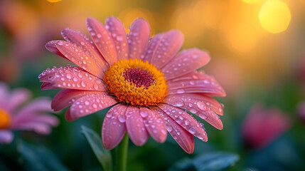 Obraz premium beautiful vibrant macro shots of wet blooming flowers with drops of morning dew professional floral macro photography close up macros wallpapers 16:9 for widescreen