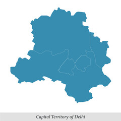 Fototapeta premium map of Delhi is a Union territory of India with districts