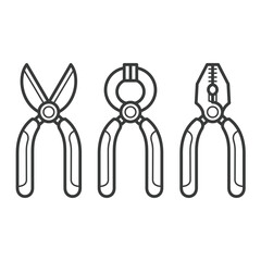 Simple cartoon carpentry and construction tools for home equipment and maintenance outline vector design art